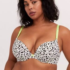 Leopard Print Bra with Neon Green Straps